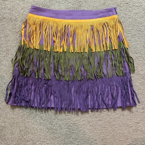Bibi Mardi Gras fringe and sparkle skirt NWT - S - Picture 1 of 5